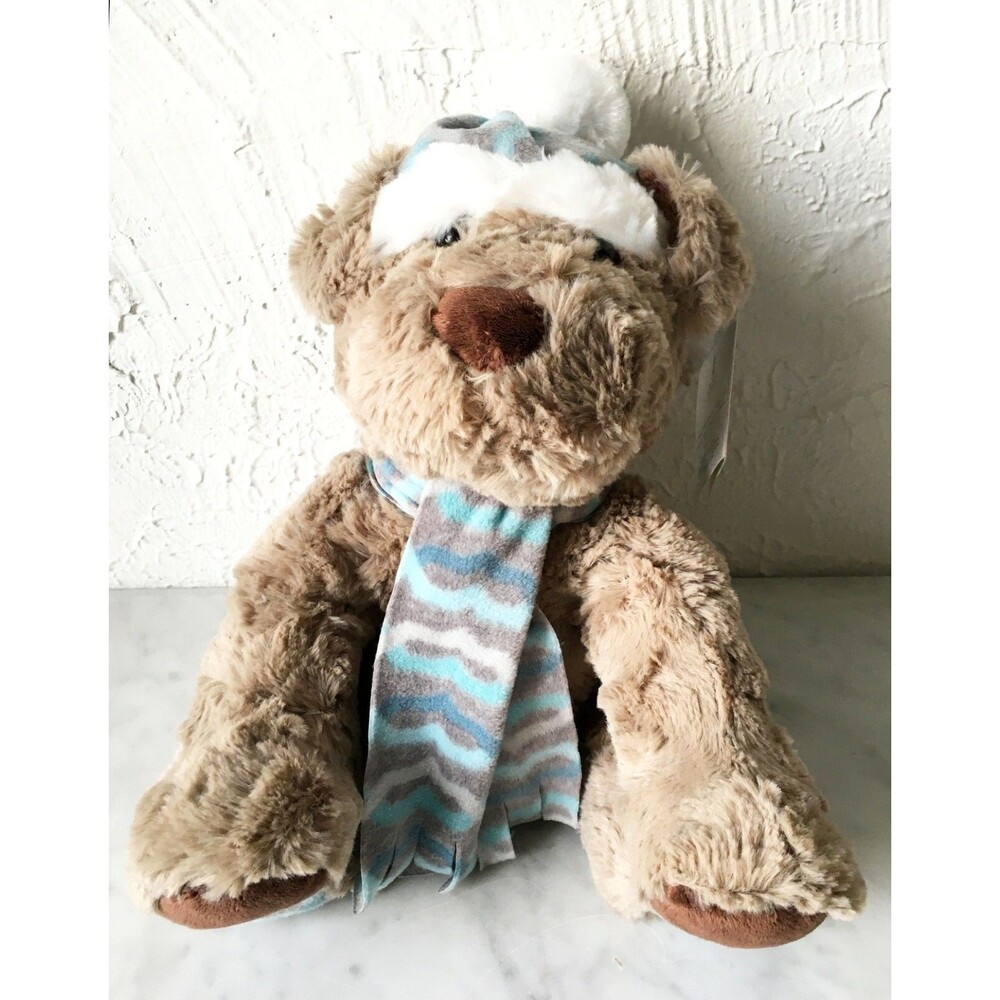 Gentle Treasures Plush Brown Puppy Dog Joel Stocking Cap & Scarf St Jude